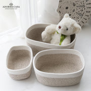 Mila Rectangle Organizer Basket Cotton Weave Set of 3